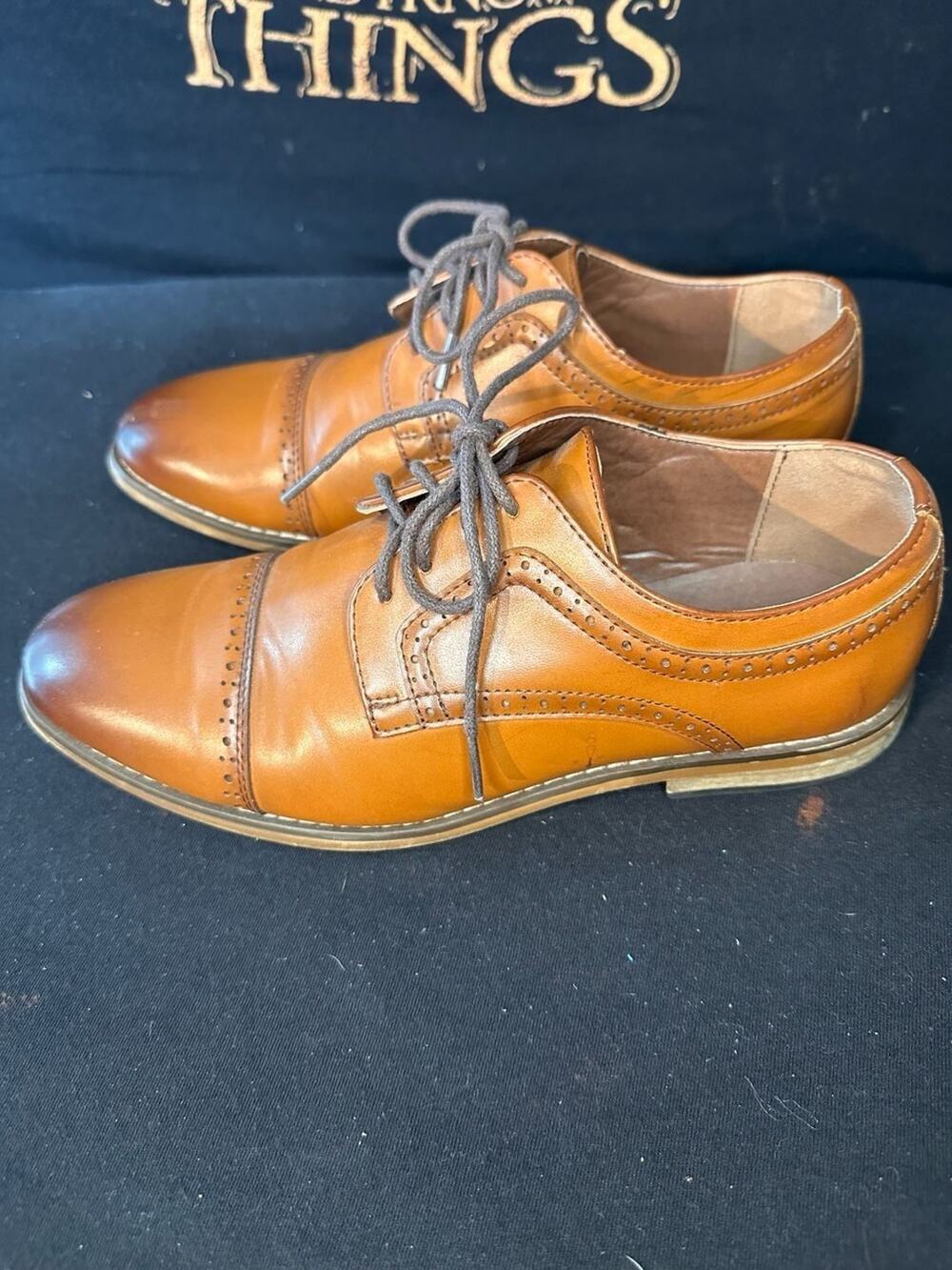 No.18 Stacy Adams Men's Cap Toe Oxford Dress Shoes Tan Size 5M